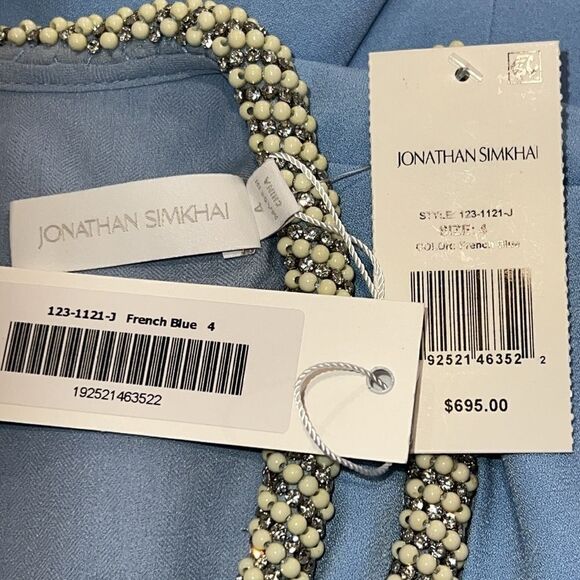 NWT SIMKHAI Katharine Embroidery Cut-out Mini Dress French Blue Size 4 - Picture 13 of 16